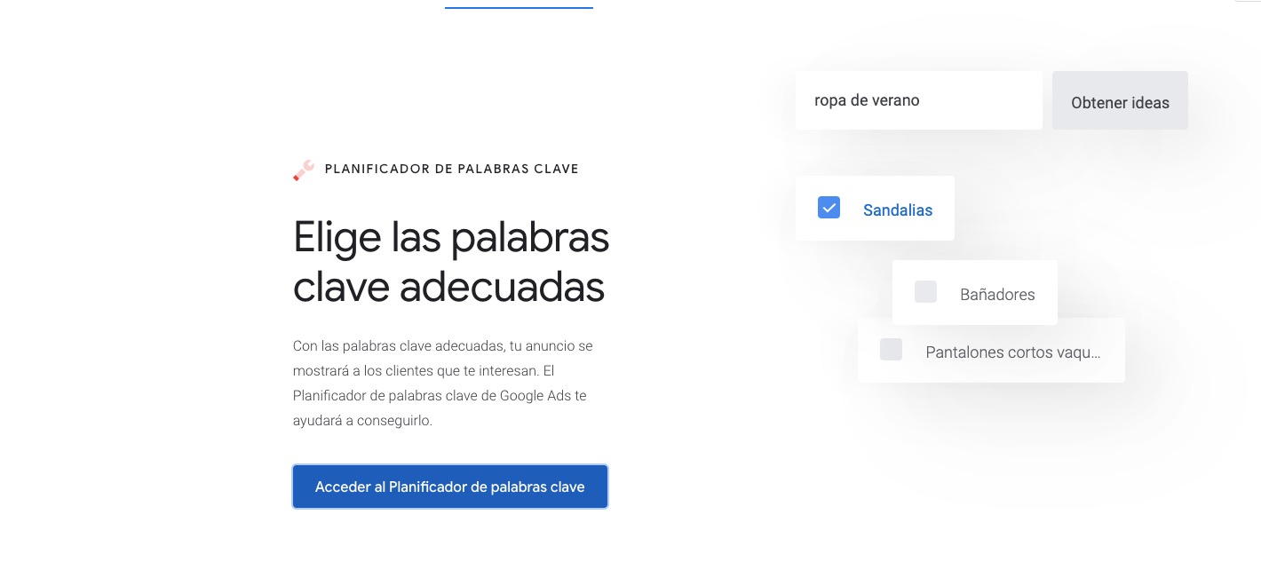 planificador de palabras claves